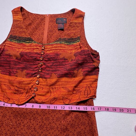 Vtg MISS SCARLETT Women Maxi Dress Vest Rayon Sz 10 Red Sleeveless 74-19 - Picture 9 of 10
